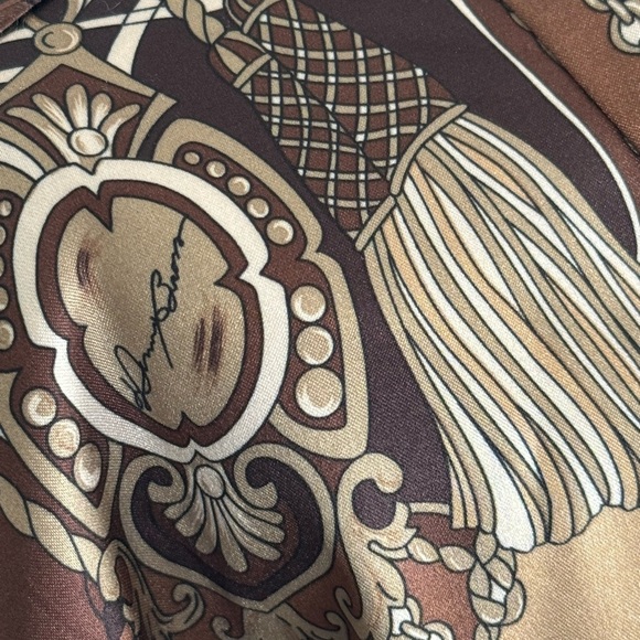 DENNIS BASSO Brown Gold Top Chain Rope Tassel Button Down size 1X Shirt‎ RARE by - Picture 4 of 10